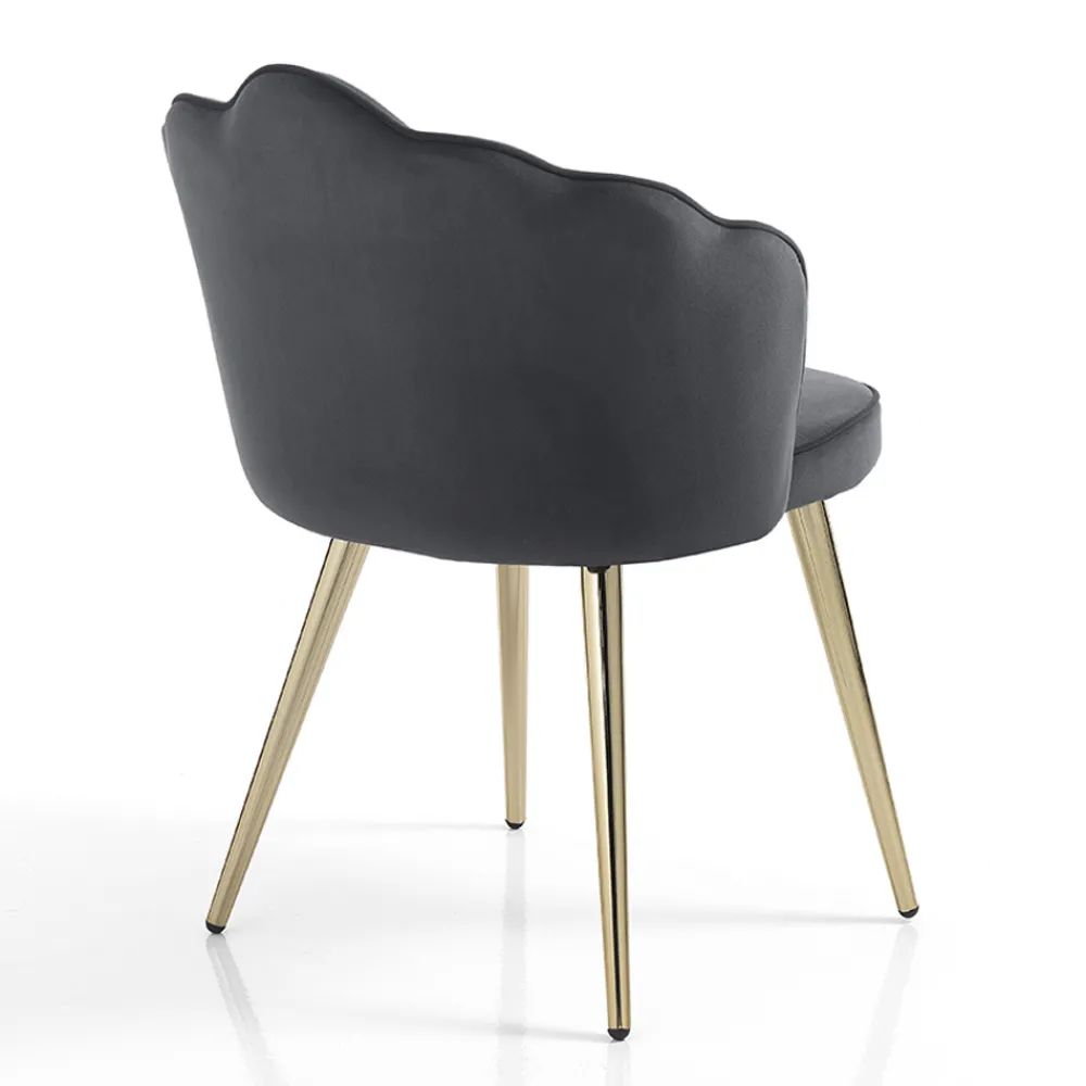 Viadurini Living Moderne Stühle-Esszimmerstuhl aus Stoff und Metall Gold Finish 4 Stück - Refined