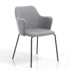Viadurini Living Moderne Stühle-Esszimmerstuhl aus Stoff und mattschwarzem Metall 2-teilig - Corinna