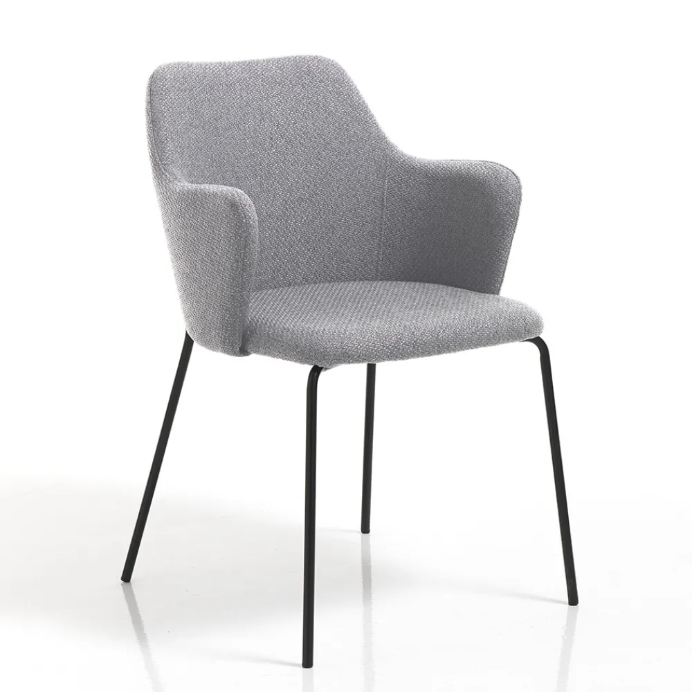 Viadurini Living Moderne Stühle-Esszimmerstuhl aus Stoff und mattschwarzem Metall 2-teilig - Corinna