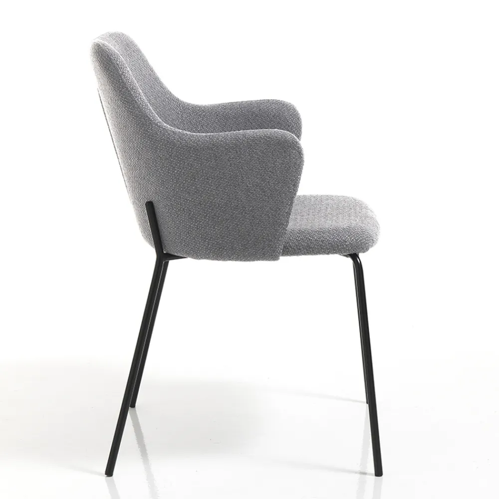 Viadurini Living Moderne Stühle-Esszimmerstuhl aus Stoff und mattschwarzem Metall 2-teilig - Corinna