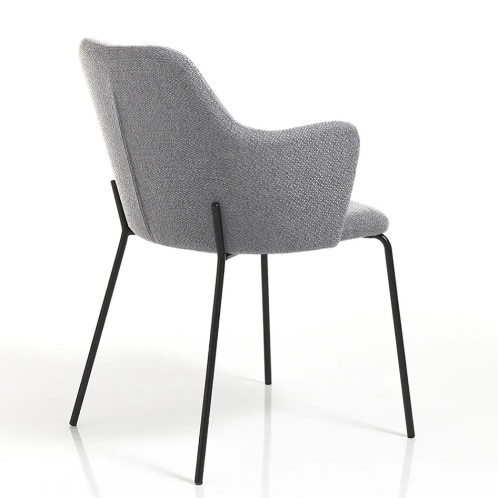 Viadurini Living Moderne Stühle-Esszimmerstuhl aus Stoff und mattschwarzem Metall 2-teilig - Corinna