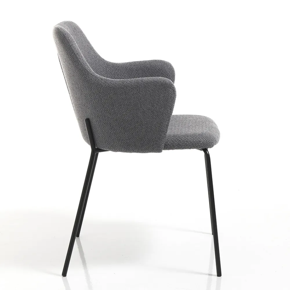 Viadurini Living Moderne Stühle-Esszimmerstuhl aus Stoff und mattschwarzem Metall 2-teilig - Corinna