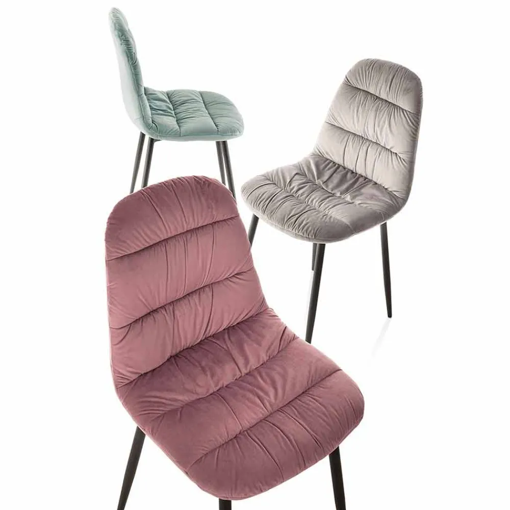 Viadurini Living Moderne Stühle-Esszimmerstuhl in Pink, Grau oder Aquamarin Samt, 4 Stück - Ciga
