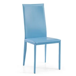 Viadurini Living Design Stühle-Esszimmerstuhl mit hoher Rückenlehne aus blauem Leder, hergestellt in Italien – Lenkräder