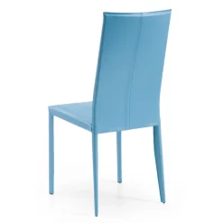 Viadurini Living Design Stühle-Esszimmerstuhl mit hoher Rückenlehne aus blauem Leder, hergestellt in Italien – Lenkräder