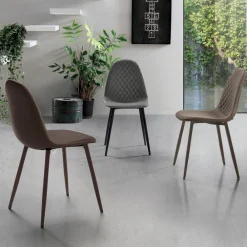 Viadurini Living Moderne Stühle-Esszimmerstuhl mit Sitz und Beinen aus Kunstleder 4 Stück - Vincent