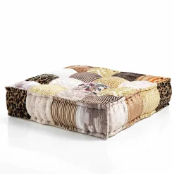 Viadurini Living Sitzsäcke|Sitzsäcke-Ethnischer quadratischer Hocker aus Patchworkstoff oder Samtfaser