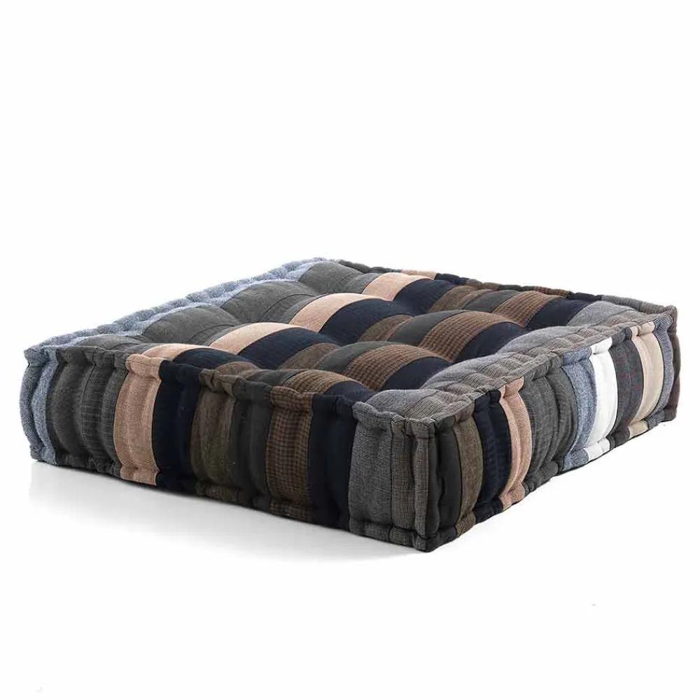 Viadurini Living Sitzsäcke|Sitzsäcke-Ethnischer quadratischer Hocker aus Patchworkstoff oder Samtfaser