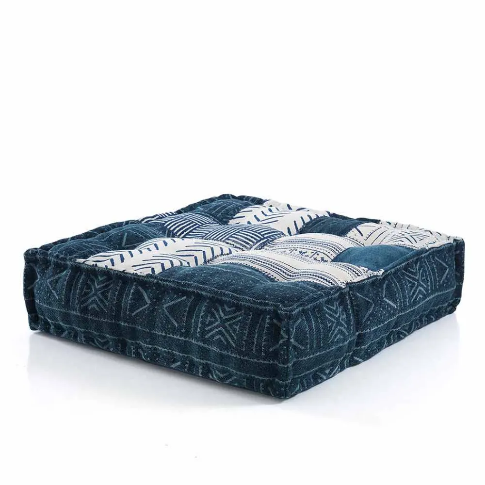 Viadurini Living Sitzsäcke|Sitzsäcke-Ethnischer quadratischer Hocker aus Patchworkstoff oder Samtfaser