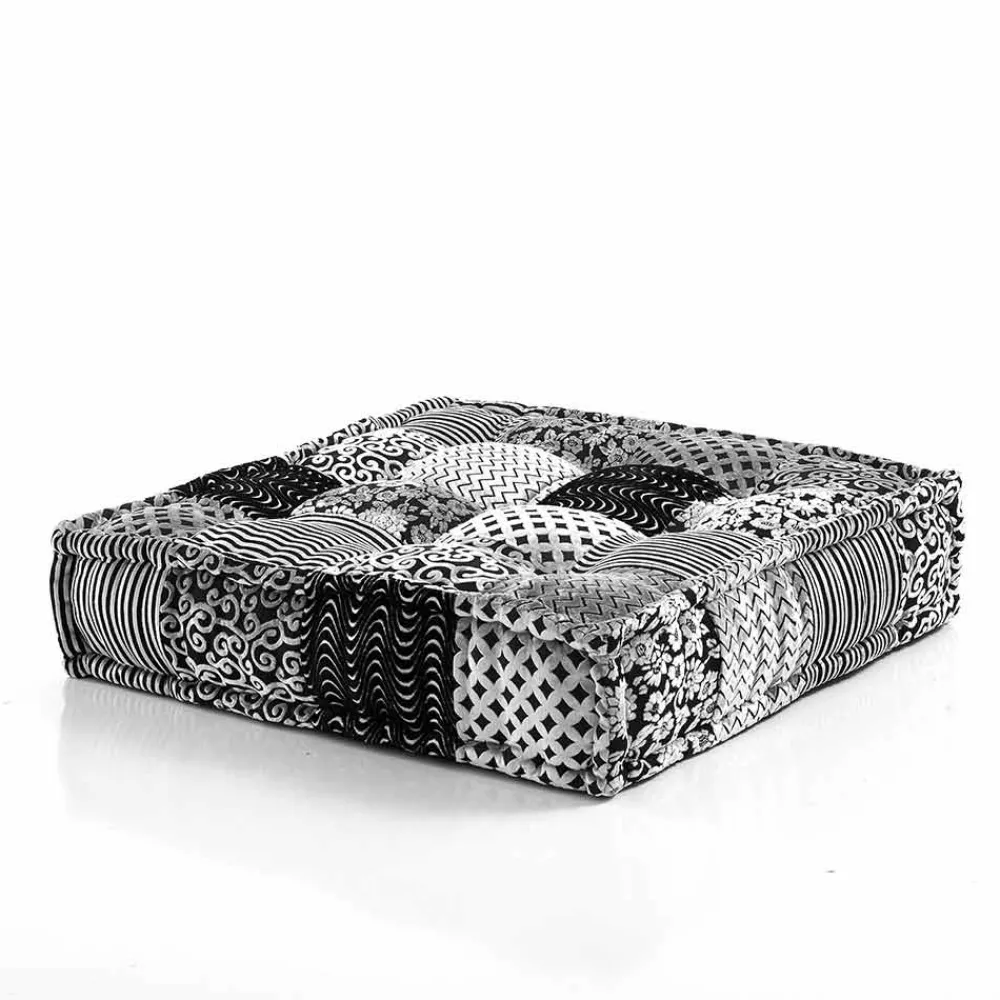 Viadurini Living Sitzsäcke|Sitzsäcke-Ethnischer quadratischer Hocker aus Patchworkstoff oder Samtfaser