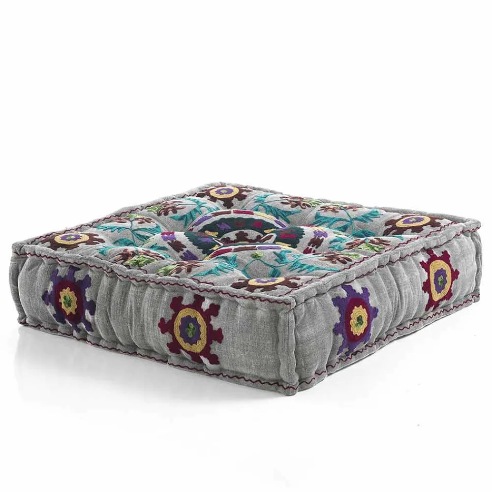 Viadurini Living Sitzsäcke|Sitzsäcke-Ethnischer quadratischer Hocker aus Patchworkstoff oder Samtfaser