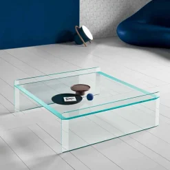 Viadurini Living Moderne Couchtische-Extra klarer Couchtisch aus Glas mit Abschrägung Made in Italy - Imperativo