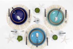 Viadurini Kitchen Teller Set-Farbige und moderne Teller 18 Stück in Steinzeug Kompletter Tischservice - Egadi