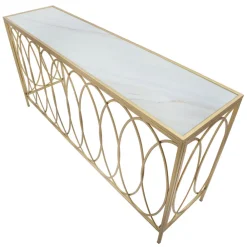 Viadurini Living Konsolentisch Flur-Feste goldene Eisen-Eingangskonsole mit Glasplatte - Primula