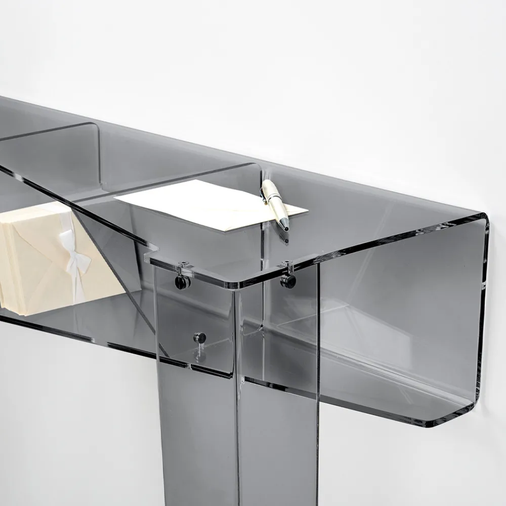 Viadurini Living Konsolentisch Flur-Feste Konsole mit 4 Objektaufbewahrungsfächern aus PMMA, hergestellt in Italien – Aladdin