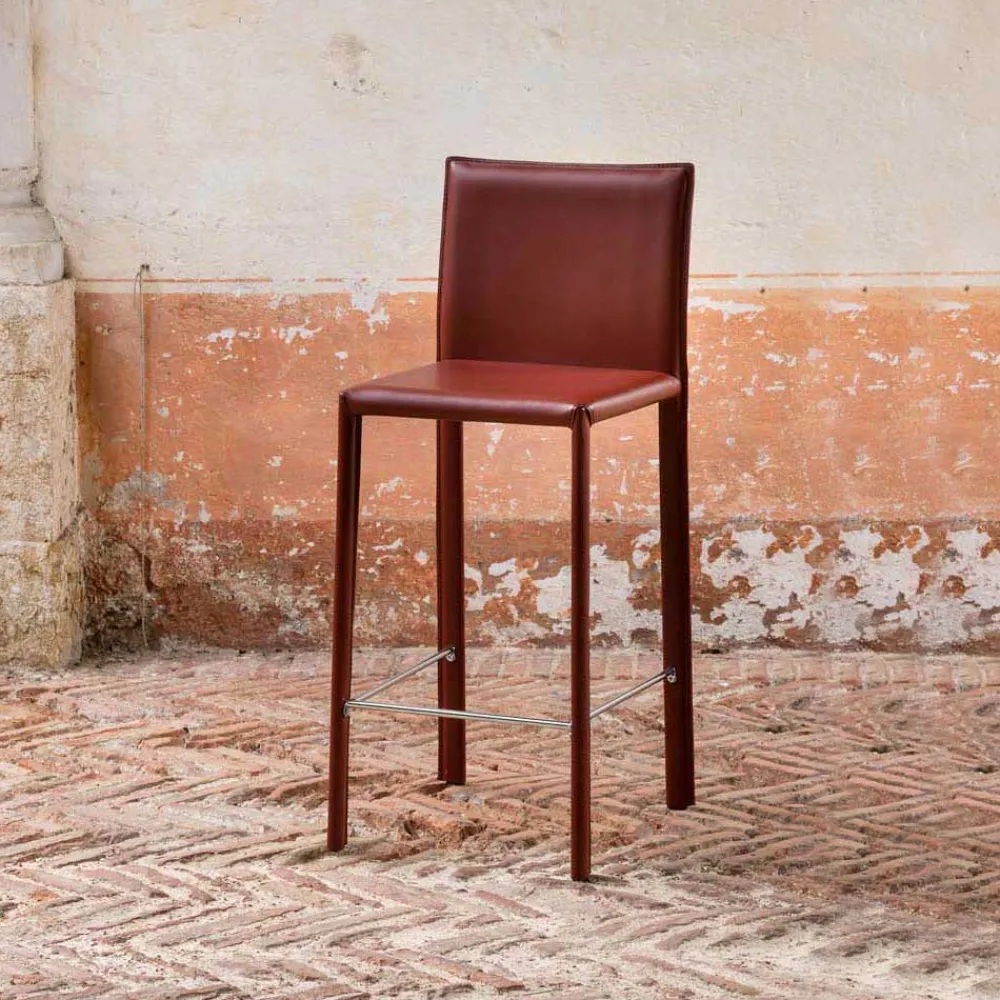 Viadurini Living Küchenhocker-Fester Design-Küchenhocker mit Lederbezug, hergestellt in Italien – Tara