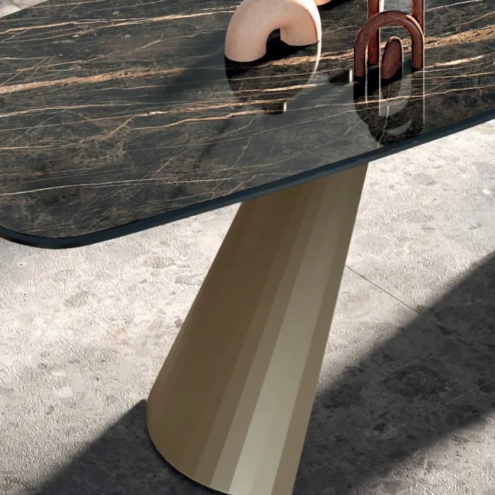 Viadurini Living Esstische-Fester Esstisch mit Fassplatte aus Keramik, hergestellt in Italien – Gläser