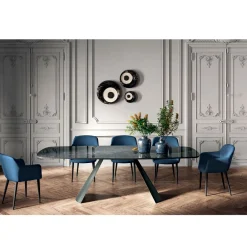 Viadurini Living Esstische-Fester Esstisch mit tonnenförmiger Platte aus Keramik, hergestellt in Italien – Gläser