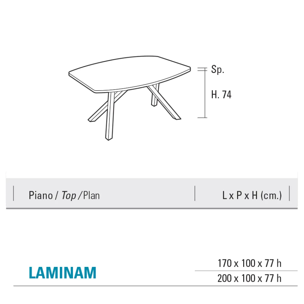 Viadurini Living Esstische-Fester Fasstisch aus glänzendem Calacatta-Schwarz-Laminam - Dialogo