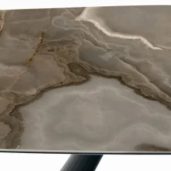 Viadurini Living Esstische-Fester Keramiktisch und Sockel aus schwarz lackiertem Stahl, hergestellt in Italien – Gläser