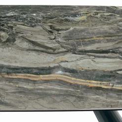 Viadurini Living Esstische-Fester Keramiktisch und Sockel aus schwarz lackiertem Stahl, hergestellt in Italien – Gläser