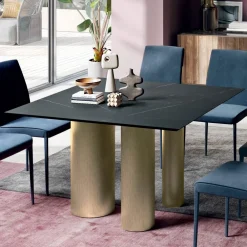 Viadurini Living Esstische-Fester quadratischer Tisch aus Laminat und Stahl, hergestellt in Italien – Schere