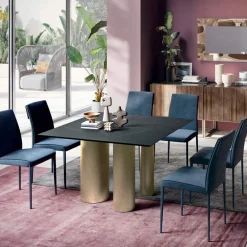 Viadurini Living Esstische-Fester quadratischer Tisch aus Laminat und Stahl, hergestellt in Italien – Schere