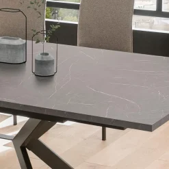 Viadurini Living Esstische-Fester rechteckiger Tisch aus HPL Patagonia und Metall-Moka-Finish - Charmy