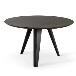 Viadurini Living Runde Tische-Fester runder Tisch mit Eichenfurnierplatte und Metallgestell – Alpenveilchen