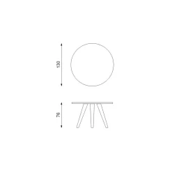 Viadurini Living Runde Tische-Fester runder Tisch mit Eichenfurnierplatte und Metallgestell – Alpenveilchen