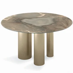 Viadurini Living Runde Tische-Fester runder Tisch mit Keramikplatte, hergestellt in Italien – Schere