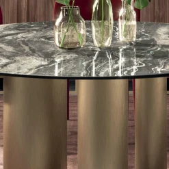 Viadurini Living Runde Tische-Fester runder Tisch mit Keramikplatte, hergestellt in Italien – Schere