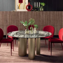 Viadurini Living Runde Tische-Fester runder Tisch mit Keramikplatte, hergestellt in Italien – Schere