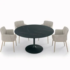 Viadurini Living Runde Tische-Fester runder Wohnzimmertisch aus Laminat und Aluminium, hergestellt in Italien – Dollars