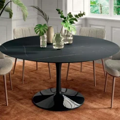 Viadurini Living Runde Tische-Fester runder Wohnzimmertisch aus Laminat und Aluminium, hergestellt in Italien – Dollars