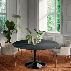 Viadurini Living Runde Tische-Fester runder Wohnzimmertisch aus Laminat und Aluminium, hergestellt in Italien – Dollars