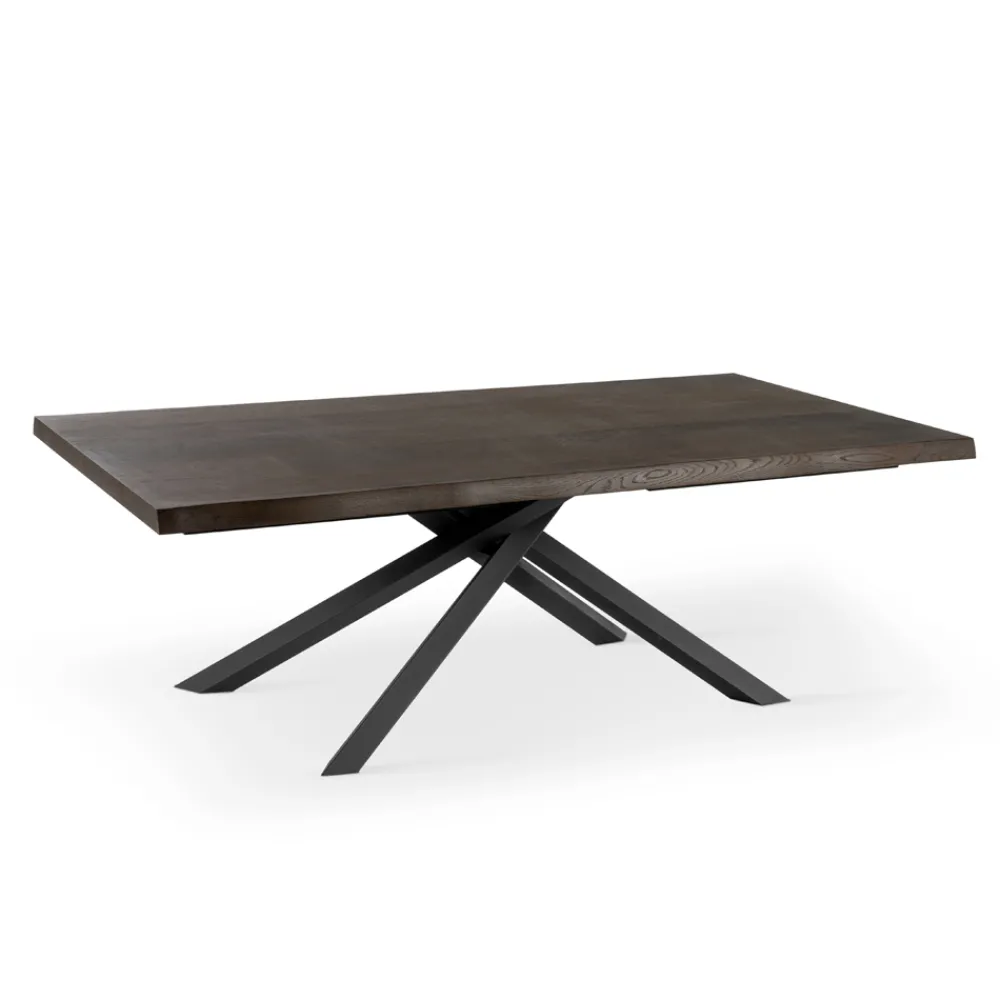 Viadurini Living Esstische-Fester Tisch aus Eichenfurnier und schwarzem Metallgestell – Skipper