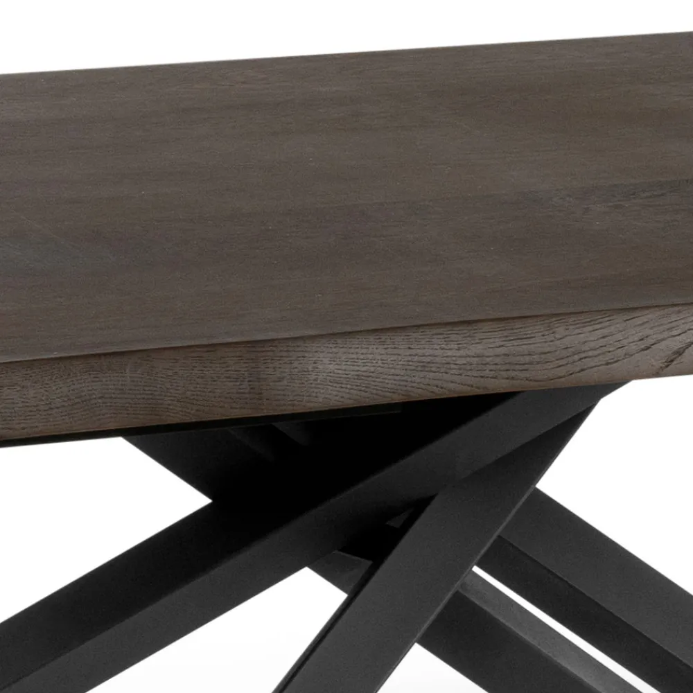 Viadurini Living Esstische-Fester Tisch aus Eichenfurnier und schwarzem Metallgestell – Skipper