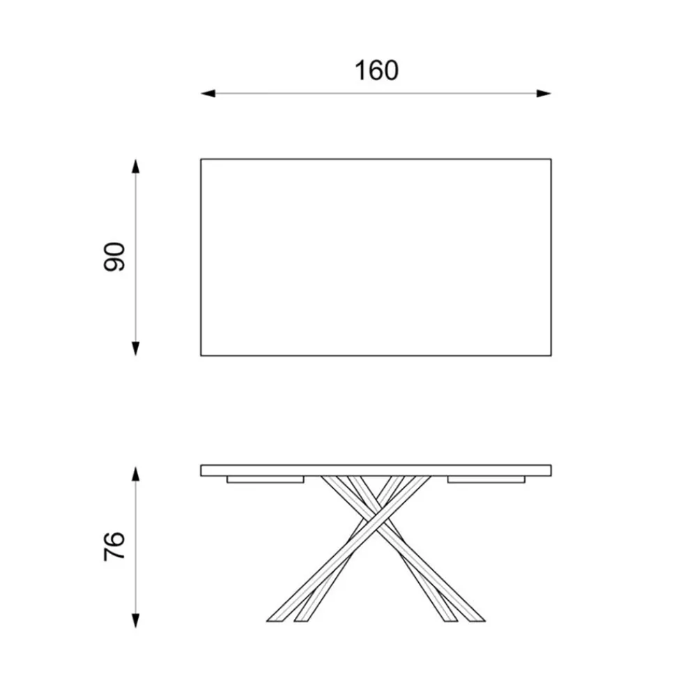 Viadurini Living Esstische-Fester Tisch aus Eichenfurnier und schwarzem Metallgestell – Skipper
