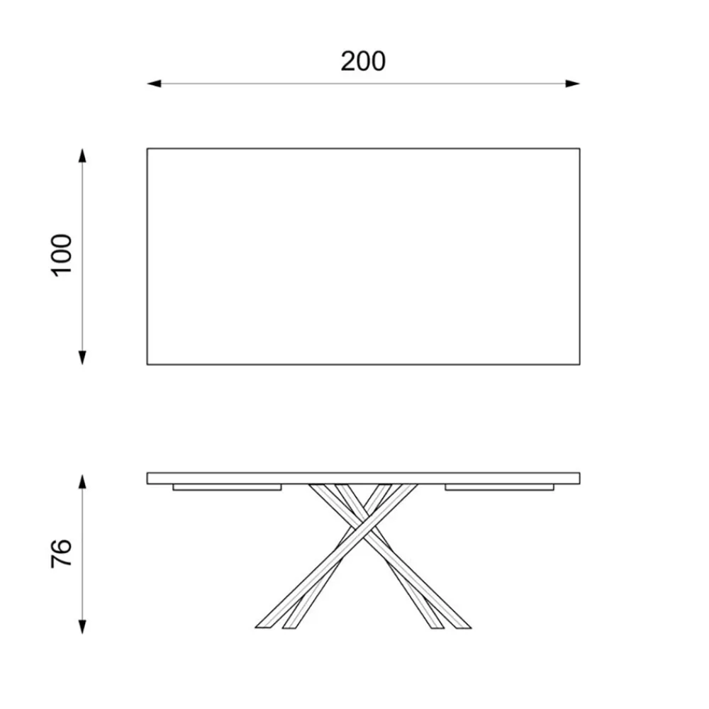 Viadurini Living Esstische-Fester Tisch aus Eichenfurnier und schwarzem Metallgestell – Skipper