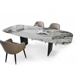 Viadurini Living Esstische-Fester Tisch aus Metall und Keramikplatte Arabesque Glossy - Eronte