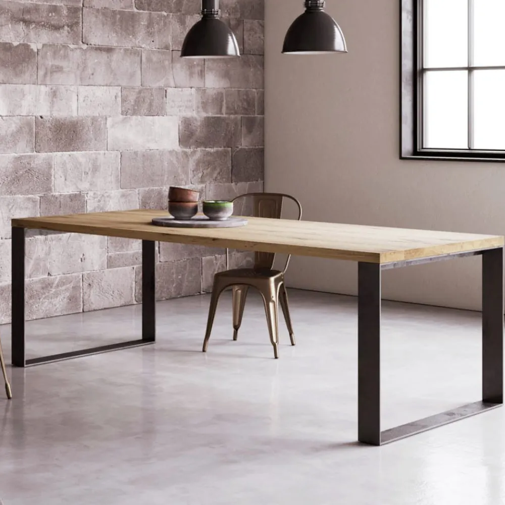 Viadurini Living Esstische Nach Mass|Esstische-Fester Tisch aus natürlichem Spalteichenfurnier, hergestellt in Italien – Telmerini