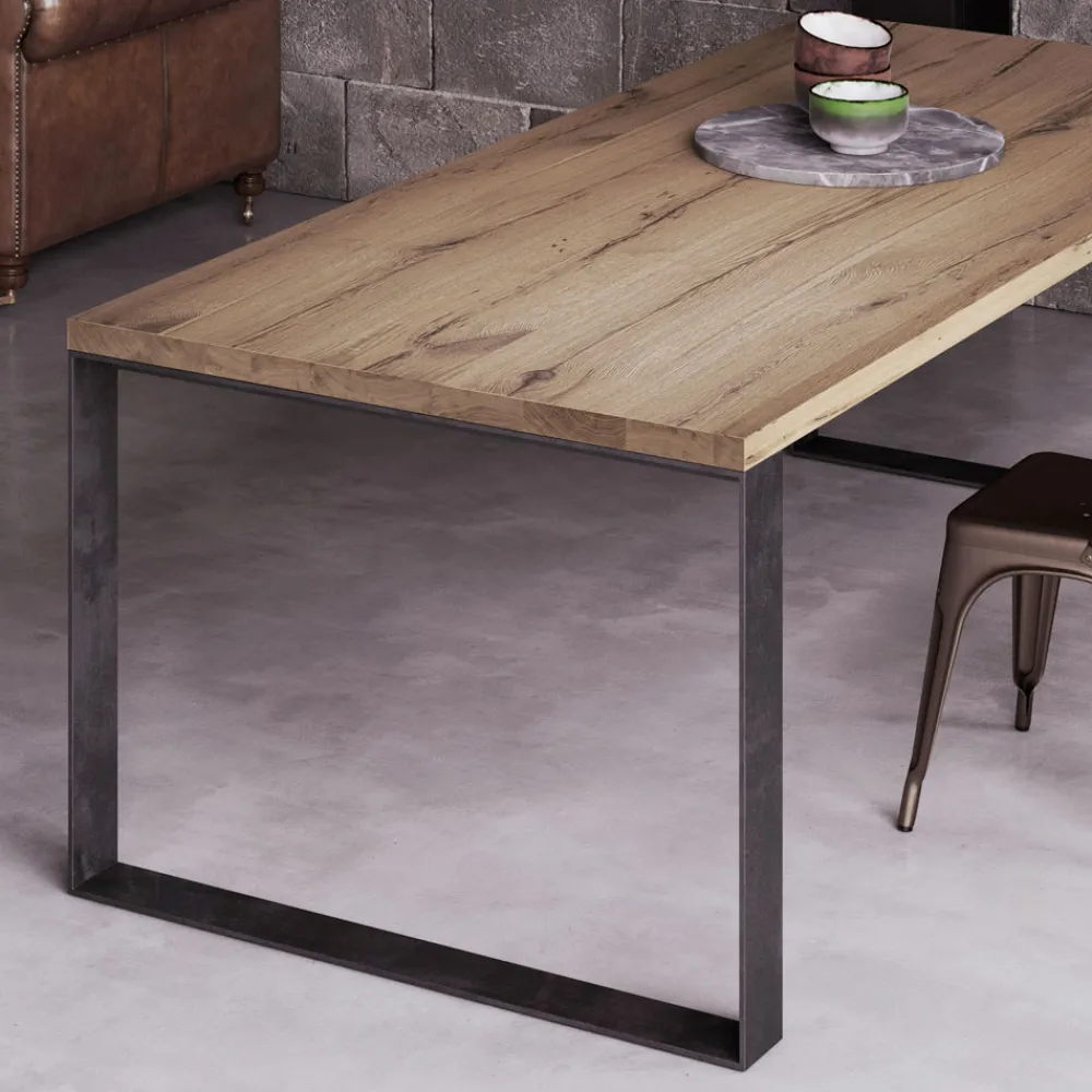 Viadurini Living Esstische Nach Mass|Esstische-Fester Tisch aus natürlichem Spalteichenfurnier, hergestellt in Italien – Telmerini