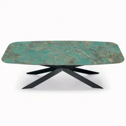 Viadurini Living Esstische-Fester Tisch aus polierter Amazonit-Keramik, hergestellt in Italien – Grotta