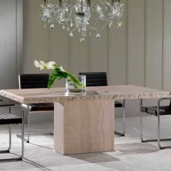 Viadurini Living Esstische Nach Mass|Esstische-Fester Tisch aus Travertinstein mit Borte aus Stein Narciso