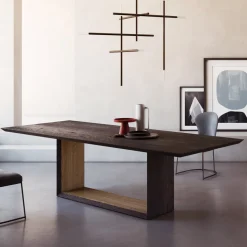 Viadurini Living Esstische Nach Mass|Esstische-Fester Tisch mit abgeschrägter Platte und zweifarbigem Untergestell, hergestellt in Italien – Jadis