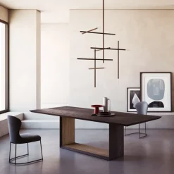 Viadurini Living Esstische Nach Mass|Esstische-Fester Tisch mit abgeschrägter Platte und zweifarbigem Untergestell, hergestellt in Italien – Jadis