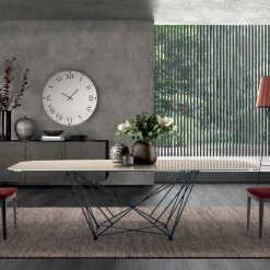 Viadurini Living Esstische-Fester Tisch mit fassförmiger Keramikplatte und Stahlgestell, hergestellt in Italien – Ezzellino