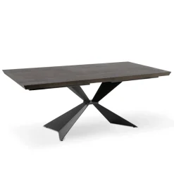 Viadurini Living Esstische-Fester Tisch mit Metallgestell und furnierter Eichenplatte – Marineblau