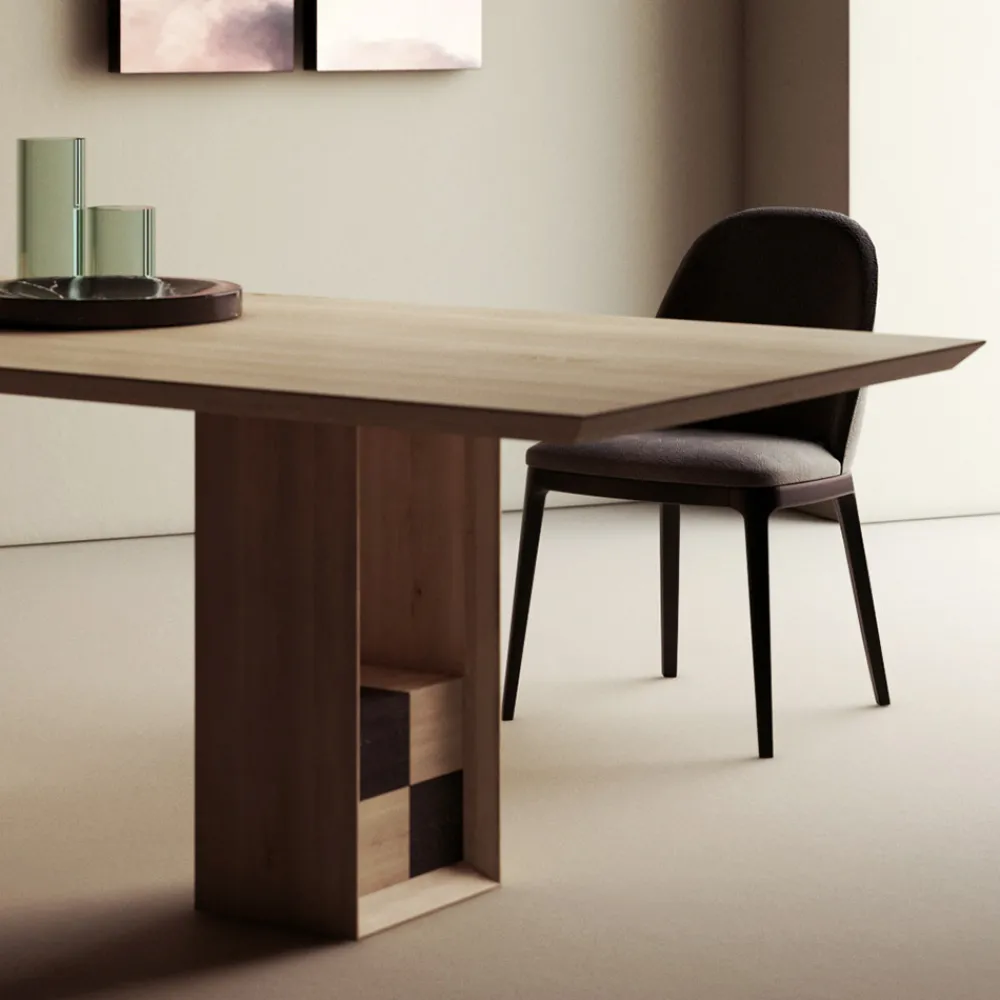 Viadurini Living Esstische Nach Mass|Esstische-Fester Tisch mit Sockel mit dekorativen Quadraten, hergestellt in Italien – Maugrim